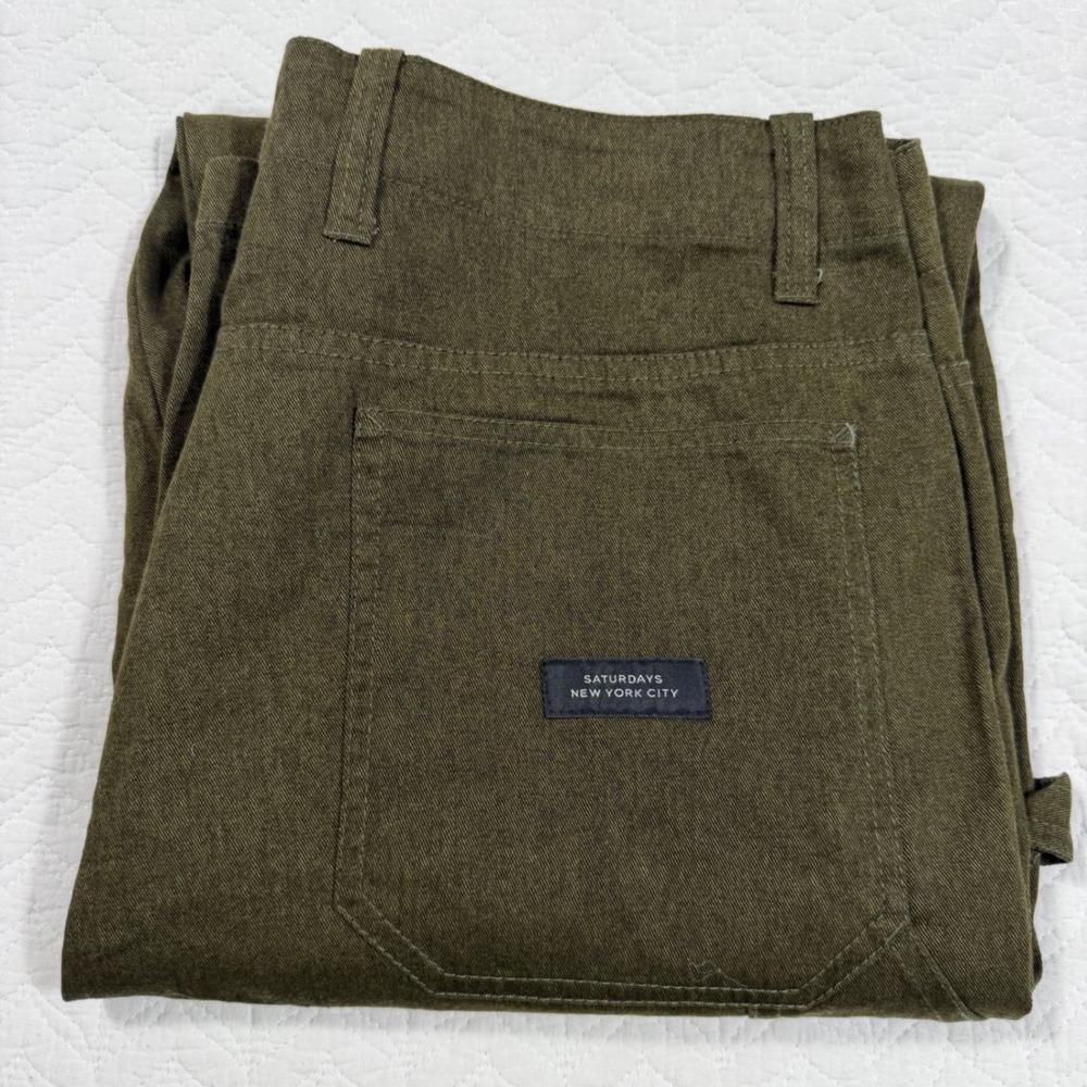 Saturdays NYC Carpenter Pants Mens Trousers 33x30 Utility Workwear Olive Green